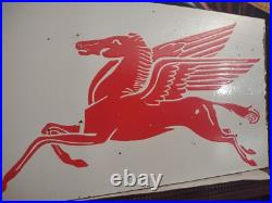Large Mobil Mobiloil Pegasus Gasoline Motor Oil Porcelain Metal Flange Sign Large Mobil Mobiloil Pegasus Gasoline Motor Oil Porcelain Metal Flange Sign