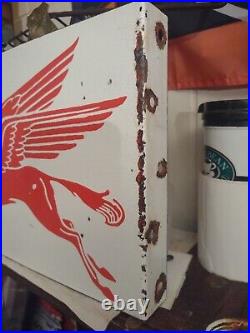 Large Mobil Mobiloil Pegasus Gasoline Motor Oil Porcelain Metal Flange Sign Large Mobil Mobiloil Pegasus Gasoline Motor Oil Porcelain Metal Flange Sign