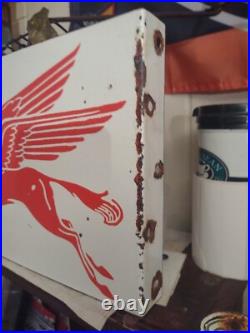 Large Mobil Mobiloil Pegasus Gasoline Motor Oil Porcelain Metal Flange Sign Large Mobil Mobiloil Pegasus Gasoline Motor Oil Porcelain Metal Flange Sign