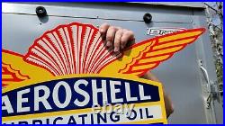 Large Old Vintage Aeroshell Motor Oil Porcelain Enamel Gas Station Die-cut Sign