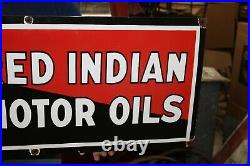 Large Red Indian Motor Oil Gas Station 36 Porcelain Metal Sign