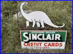 Large Sinclair Motor Oil Porcelain Enamel Sign 39x37 Inches Double Sided