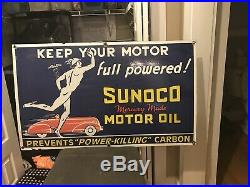 Large Sunoco Motor Oil Porcelain Sign