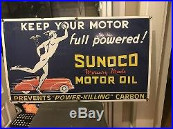 Large Sunoco Motor Oil Porcelain Sign