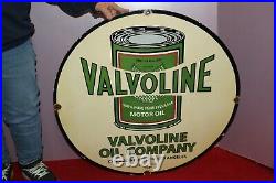Large Valvoline Motor Oil Gas Station Chevrolet Ford 30 Metal Porcelain Sign