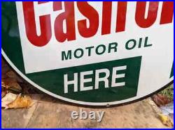 Large Vintage Double-sided Castrol Motor Oil Porcelain Gas Station Sign 24