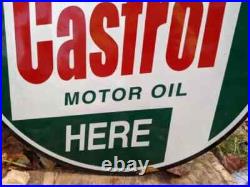 Large Vintage Double-sided Castrol Motor Oil Porcelain Gas Station Sign 24