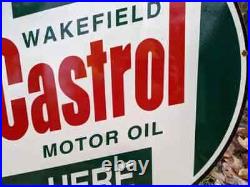 Large Vintage Double-sided Castrol Motor Oil Porcelain Gas Station Sign 24