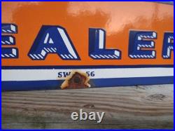 Large Vintage Gulf Dealer Motor Oil Porcelain Gasoline Service Station Sign 3ft