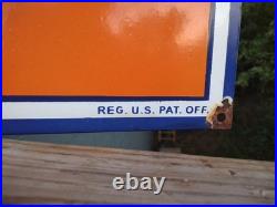 Large Vintage Gulf Dealer Motor Oil Porcelain Gasoline Service Station Sign 3ft
