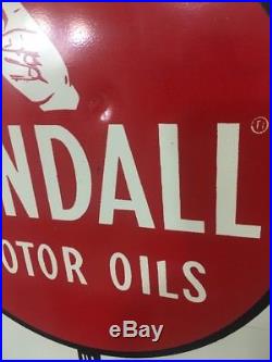 Large Vintage Kendall Motor Oil Gas Station 72 Metal Sign Gas Dealer Quality