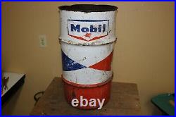 Large Vintage Mobil Pegasus Motor Oil 27 Barrel Garbage Trash Waste Can Sign