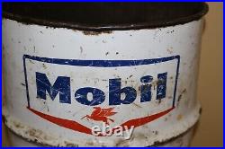 Large Vintage Mobil Pegasus Motor Oil 27 Barrel Garbage Trash Waste Can Sign