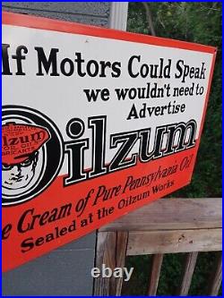 Large Vintage Oilzum Motor Oil If Motors Could Speak Porcelain Advertisin Sign