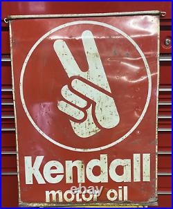 Large Vintage Original Kendall Motor Oil Double Sided Hanger Sign 26 X 19.5