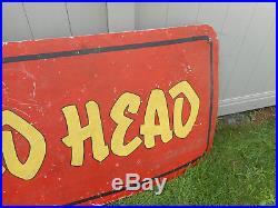 Large Vintage RED HEAD MOTOR OIL SERVICE GAS STATION SIGN 6ft x 3 ft
