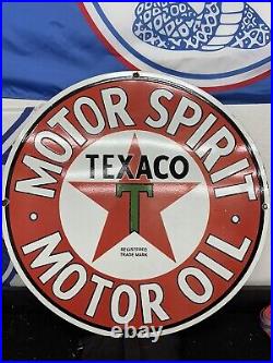 Large Vintage Texaco Motor Oil Porcelain Sign