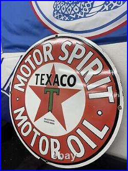 Large Vintage Texaco Motor Oil Porcelain Sign