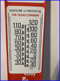 Lg Texaco Motor Oil Thermometer Metal Sign Gasoline Texas Company Rare