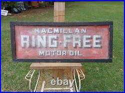 MacMillan Ring Free Motor Oil Galvanized Steel Wood Framed Sign