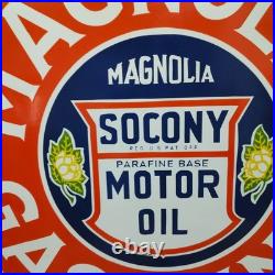 Magnolia Gasoline Motor Oil Porcelain Enamel Sign 30 X 30 Inches 1 sides
