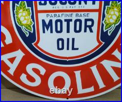 Magnolia Gasoline Motor Oil Porcelain Enamel Sign 30 X 30 Inches 1 sides