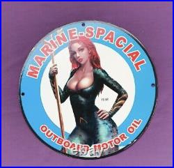 Marine Spacial Motor Oil Pinup Aqua Girl Porcelain Gas Oil Pump Lube Motor Sign