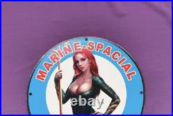 Marine Spacial Motor Oil Pinup Aqua Girl Porcelain Gas Oil Pump Lube Motor Sign