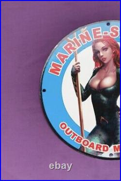 Marine Spacial Motor Oil Pinup Aqua Girl Porcelain Gas Oil Pump Lube Motor Sign