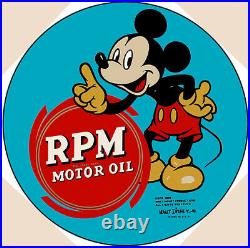 Mickey Mouse RPM Motor Oil 28 Round Metal Sign