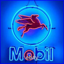 Mobil Gas Motor Oil Pegasus Fuel 20x16 Neon Sign Lamp Light HD Vivid Printing