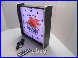 Mobil Motor Oil LED light up Advertising wall clock Brand New