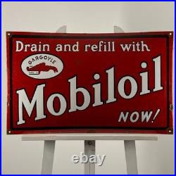 Mobiloil Enamel Sign 65x40cm (25.6x15.7) Garage Motor Oil Advertising Decor