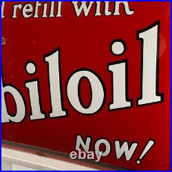 Mobiloil Enamel Sign 65x40cm (25.6x15.7) Garage Motor Oil Advertising Decor