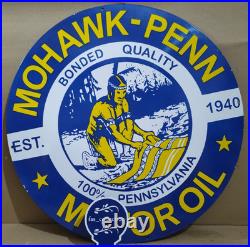 Mohawk-Penn Motor Oil porcelain Enamel Sign 30 x 30 Inches 1 Sided