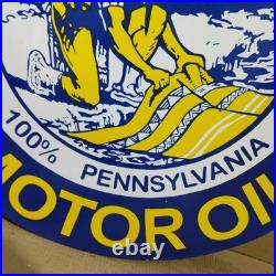 Mohawk-Penn Motor Oil porcelain Enamel Sign 30 x 30 Inches 1 Sided