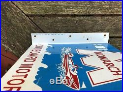 Monarch Outboard Boat Motor Oil 2-Sided Metal Advertising Flange Sign