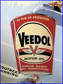 NOS Vintage 1958 Veedol Motor Oil Gas Station Cardboard Not Metal Sign
