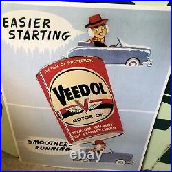 NOS Vintage 1958 Veedol Motor Oil Gas Station Cardboard Not Metal Sign