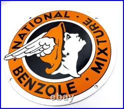 National Benzole Mixture Vintage Porcelain Sign Motor Oil Mercury Emblem