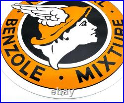 National Benzole Mixture Vintage Porcelain Sign Motor Oil Mercury Emblem