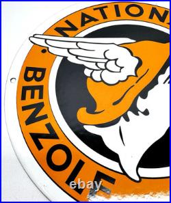 National Benzole Mixture Vintage Porcelain Sign Motor Oil Mercury Emblem