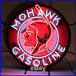 Neon Sign Motor Oil Mohawk indian head Gas Gasoline Garage Man cave lamp