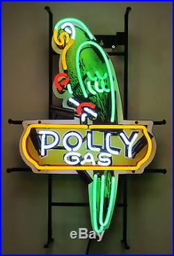 Neon Sign Polly Motor Oil Gas pump Gasoline Shop wall lamp Poly Parrot globe