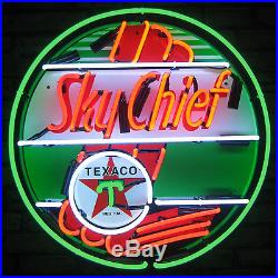Neon Sign Texaco sky chief Gasoline Motor oil gas station lamp light globe star