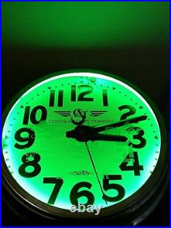 Neon Wall Clock Gas Station Motor Oil Sign