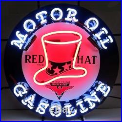 Neon sign Red Hat independent Motor oil Gas Gasoline lamp light hand blown glass