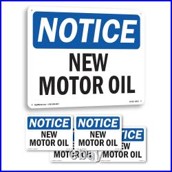 New Motor Oil OSHA Notice Sign Metal, Plastic, Or Decal 5 or 10 Pack