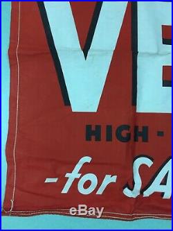Nice Vtg 1950s Large Veedol Advertising Banner Sign Motor Oil Gas Garage 34 X 58