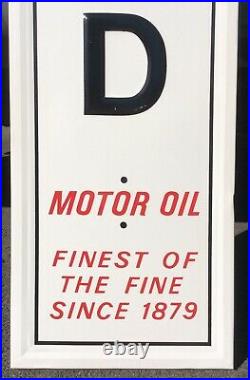 Nos Original 82 Vintage Wolf's Head Motor Oil Gas Tin Embossed Vertical Sign